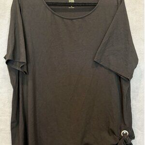 Belle by Kim Gravel TripleLuxe Black Grommet Top 3/4 Sleeve Stretch Womens 2X